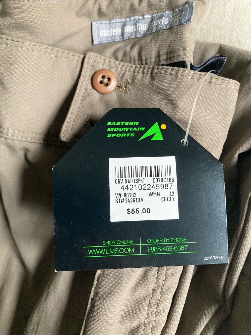 EMS Women's Tan Chinos with Button Waist zipp off hiking lightweight pants.